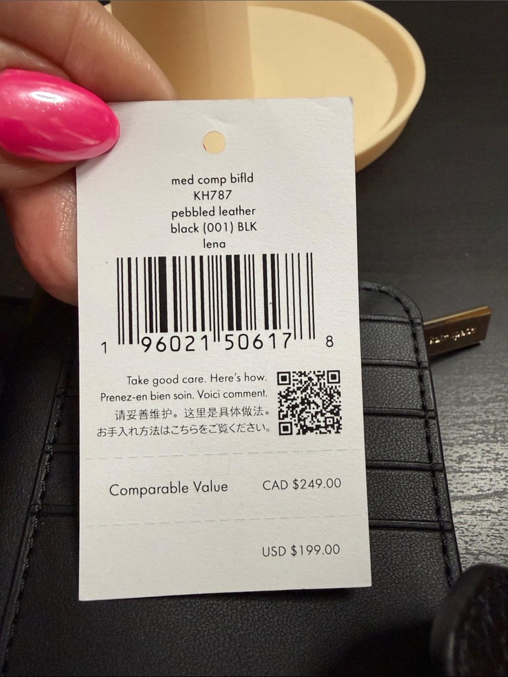 kate spade Black Pebbled Leather Zip Wallet with Gold Logo - Picture 9 of 10